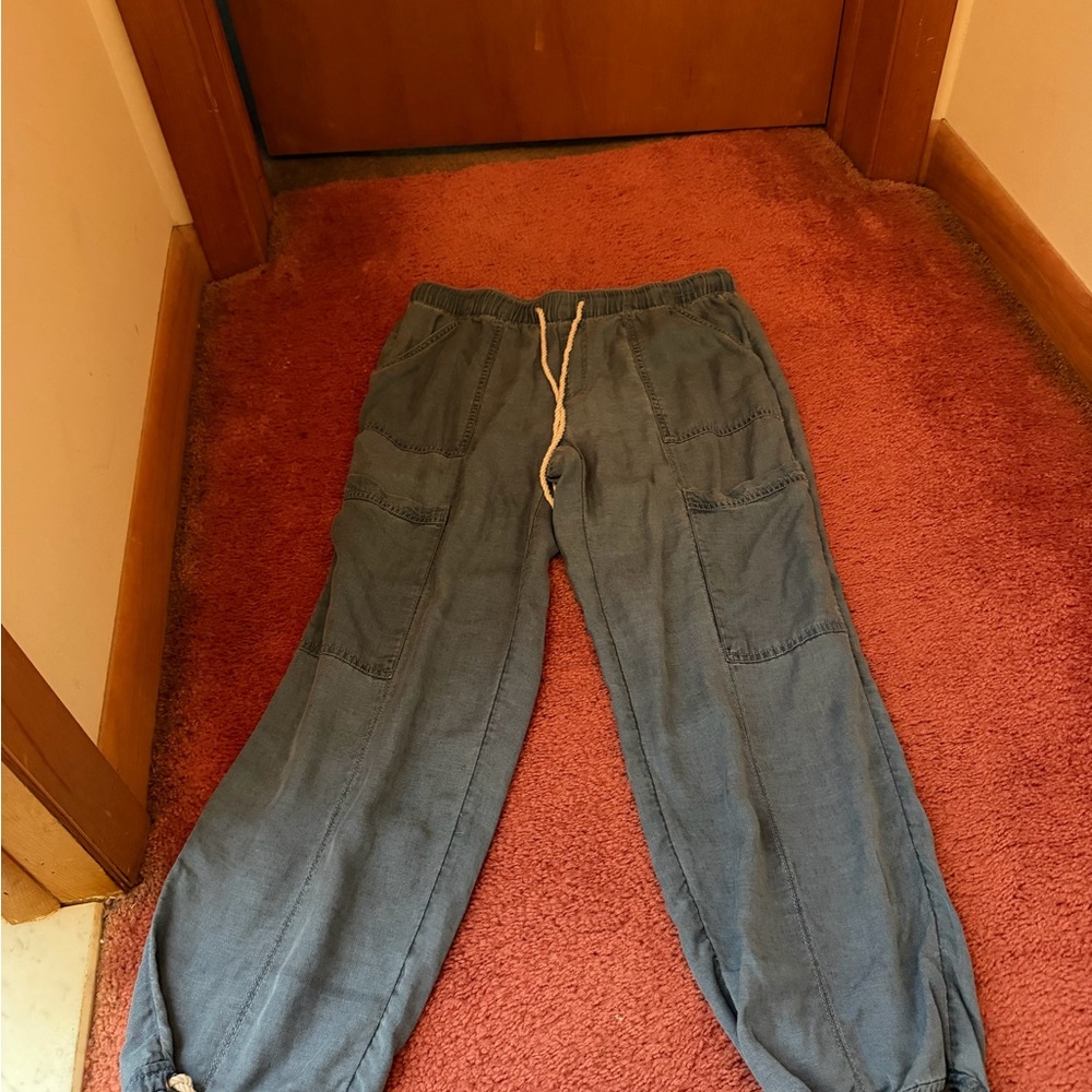 Womens Blue Casual Pants